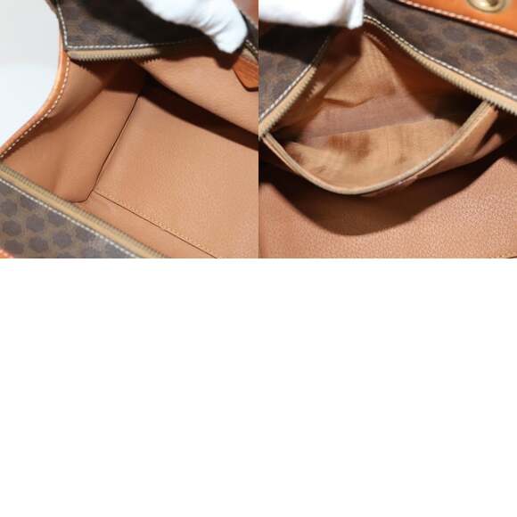 CELINE Macadam Canvas Hand Bag Pvc Leather Brown Gold - Picture 12 of 12